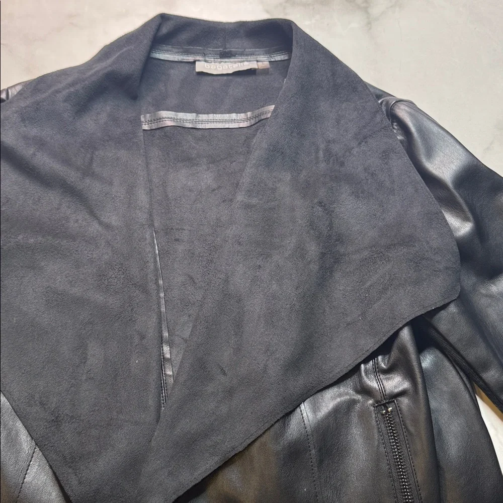 Bagatelle Faux Leather Draped Jacket - Picture 6 of 7